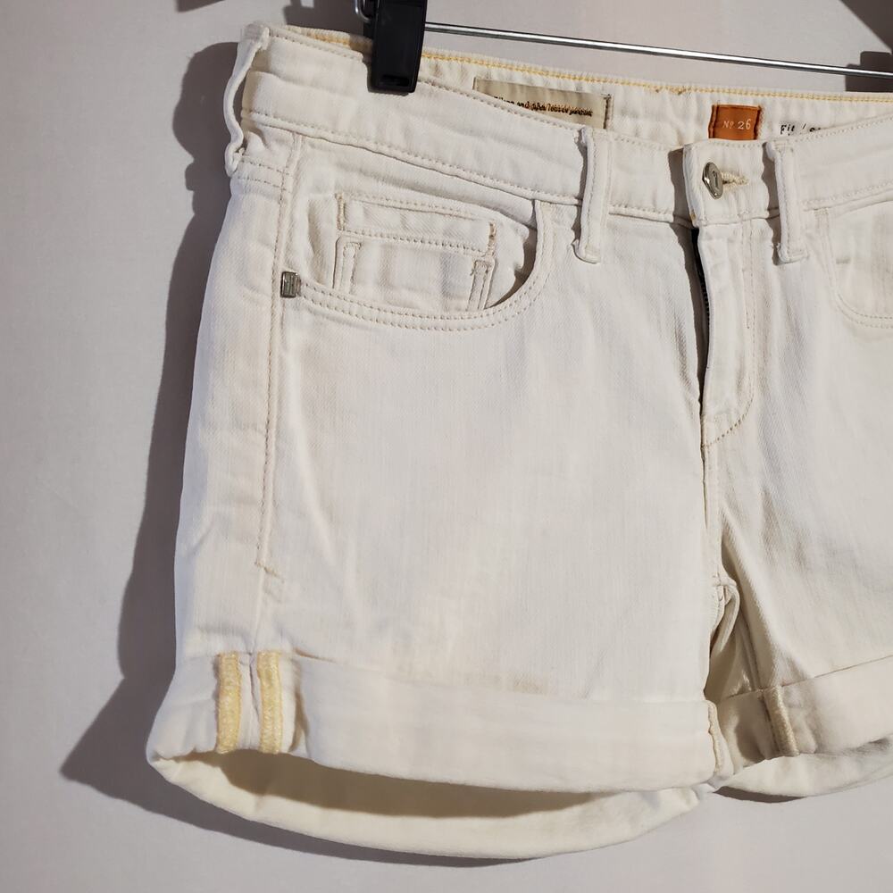 Pilcro and the Letterpress Anthropologie Stet Cuffed White Jean Shorts Womens 26 - Picture 4 of 12
